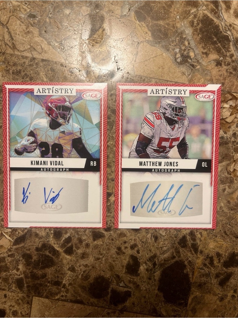 NFL/College 2-Card Lot Kimani Vidal & Matthew Jones Autographs | Sage Artistry